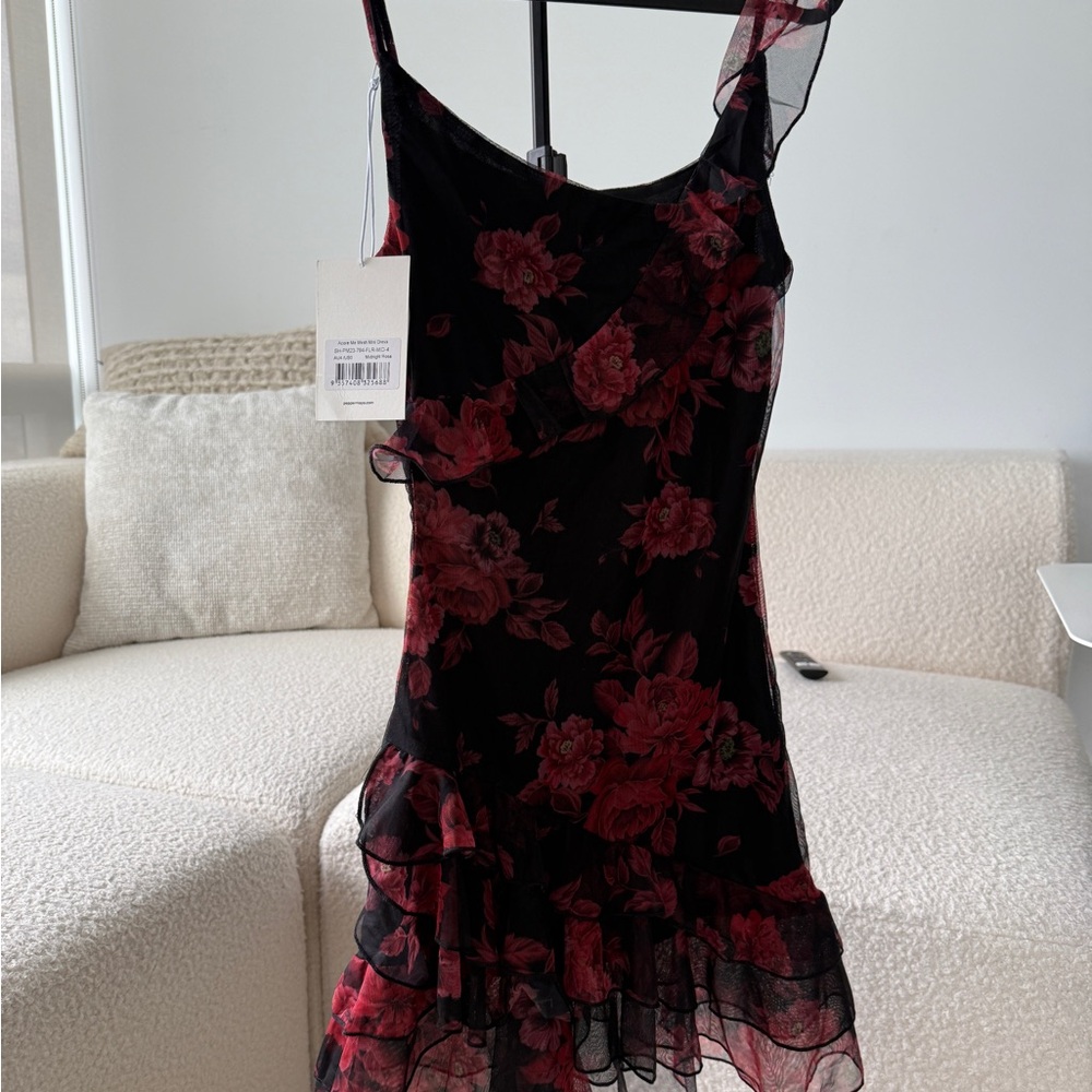 Peppermayo Black and Red Floral Mini Dress